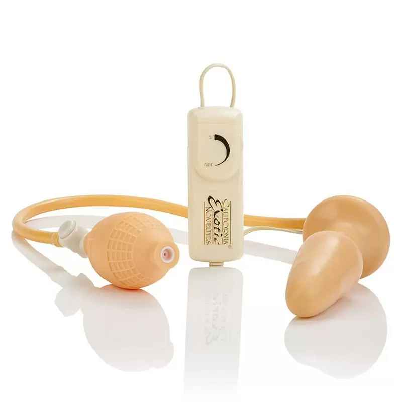 Надувная анальная пробка Anal Explorer с вибрацией – телесный