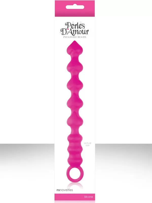 Тектсурированные анальные бусы Perles DAmour - Pink