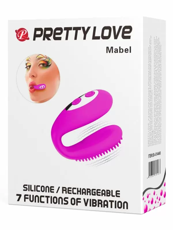 Ребристый вибратор для оральных ласк PrettyLove Mabel, 5,5 см, 7 режимов, розовый