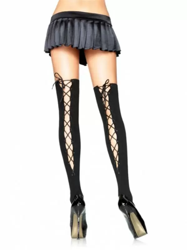 Чулки со шнуровкой сзади Dupu – черный