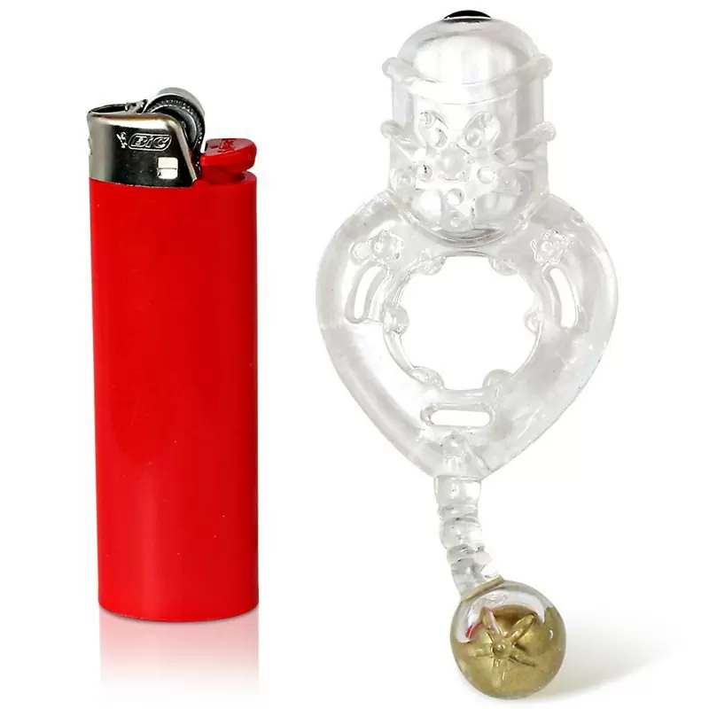 Виброкольцо Screaming O - Bong O с золотистым шариком – прозрачный