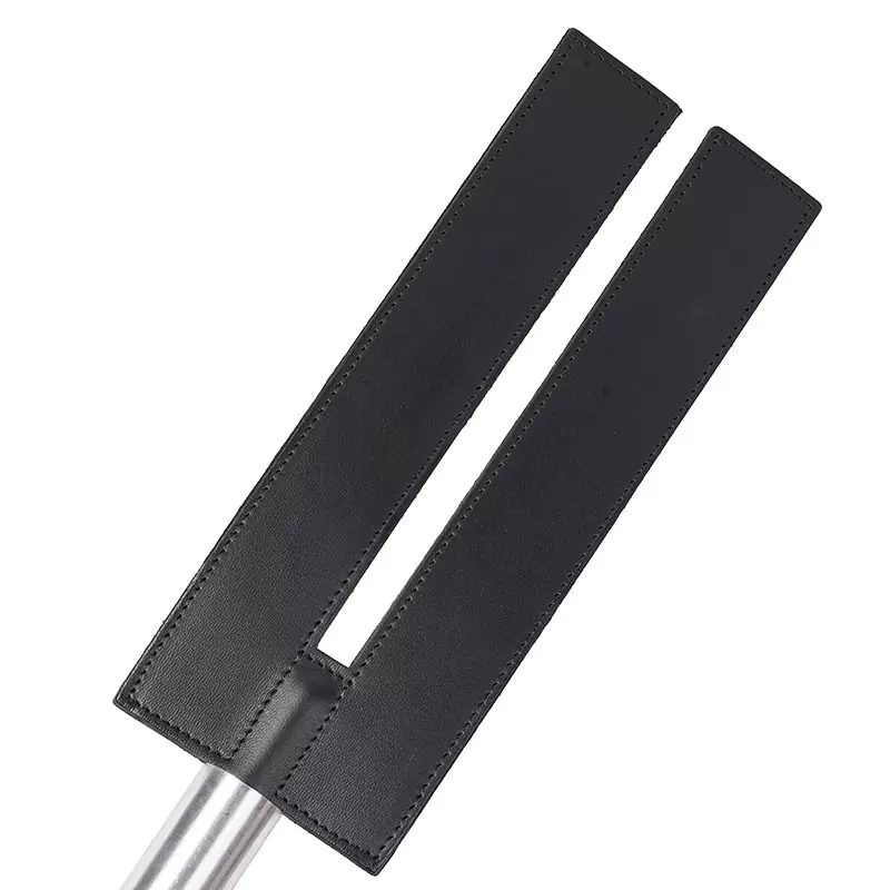 Шлепалка-камертон Leather Slit Paddle кожаная – черная