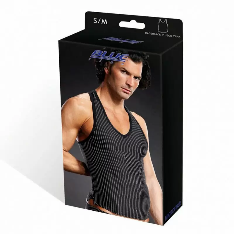 Борцовка BlueLine с V-образным вырезом в полоску – S/M