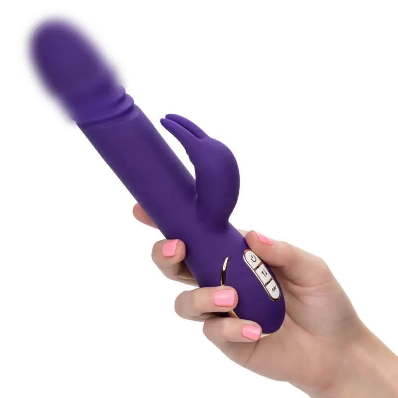 Вибратор с ребристой головкой Calexotics Jack Rabbit Signature Silicone Thrusting Rabbit