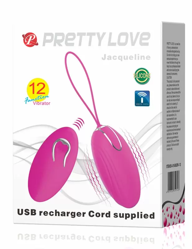 Рельефное виброяйцо PrettyLove Jacqueline, с пультом Д/У, 7,8 см, 12 режимов, фиолетовый