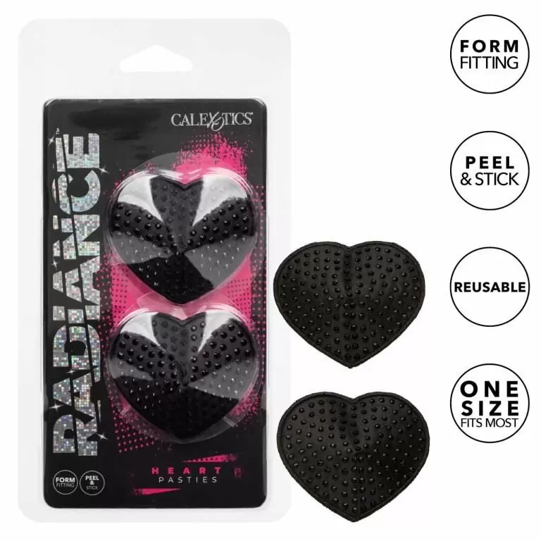 Элегантные пэстисы RADIANCE HEART GEM PASTIES, в форме сердечек, 5.7 см, черный