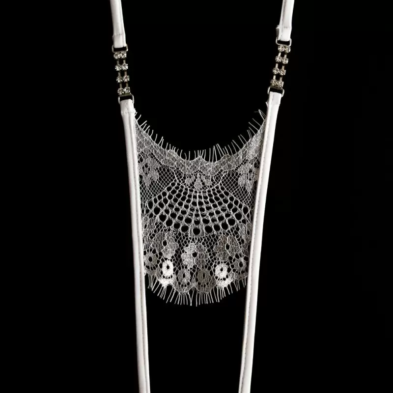 Белые кружевные трусики ручной работы Dolce Piccante Сiglia с доступом - M