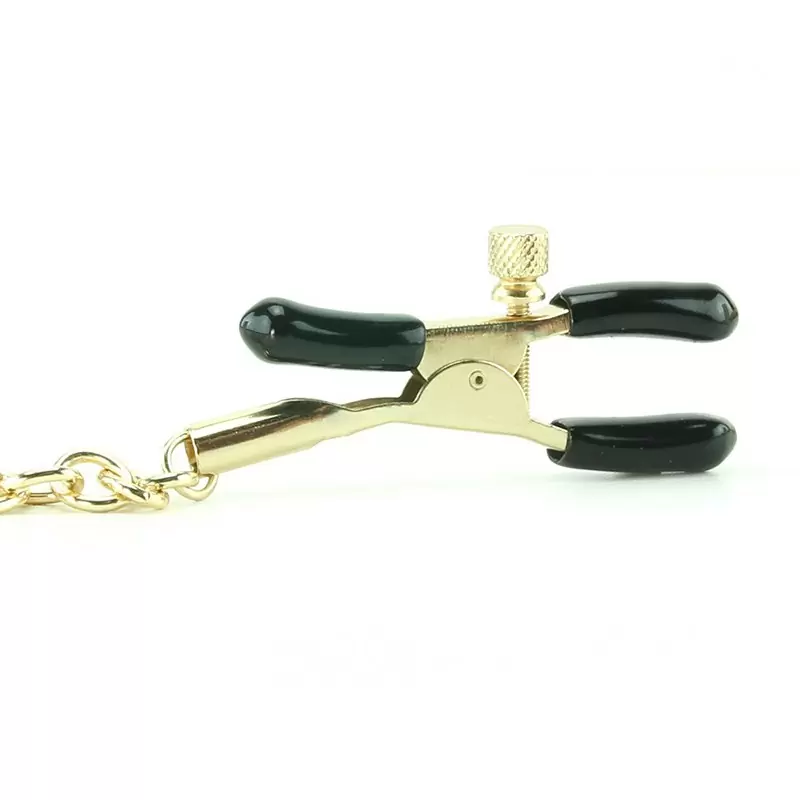 Кольцо на пенис Fetish Fantasy Gold с зажимами на соски, черное с золотом