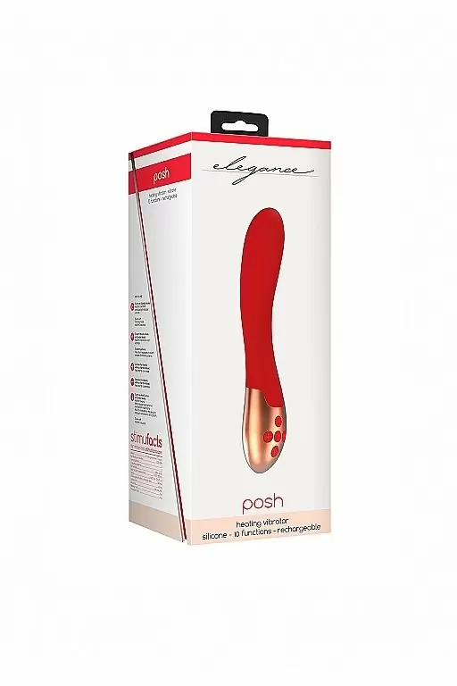 Виромассажер для точки G с вибрацией и функцией нагрева Posh (красный)