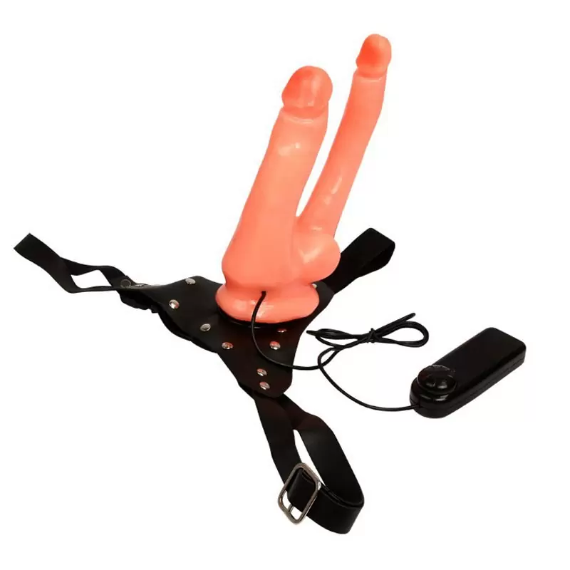 Страпон c анально-вагинальной насадкой с вибрацией Ultra Passionate Harness – телесный