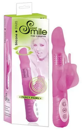 Вибратор двойного действия с ротацией Smile Fancy Pearl - розовый