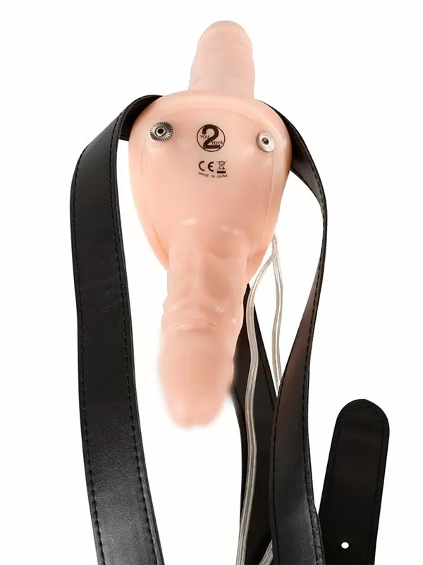 Реалистичный двойной вибрострапон Orion, 17 см и 9 см, силикон, телесный
