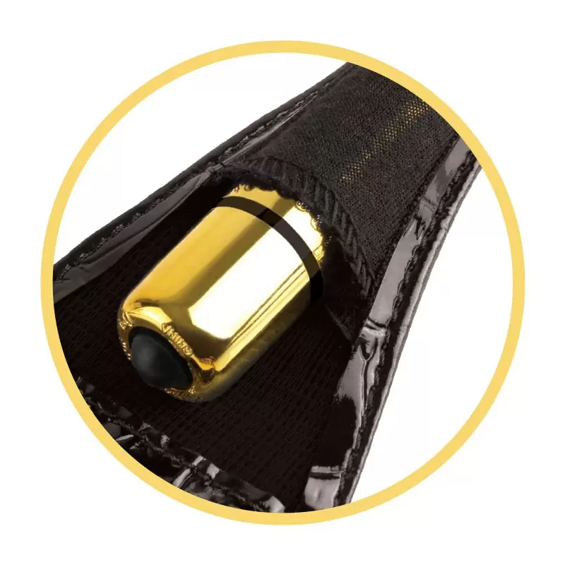 G-стринги Vibrating Micro G-String Set с вибрацией – черные с золотом