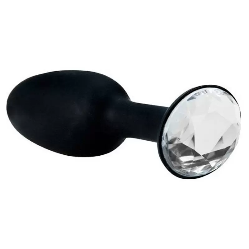 Ювелирная анальная пробка с кристаллом в основании Crystal Amulet Small маленькая  – черный