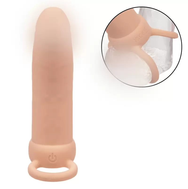 Реалистичная вибронасадка Rechargeable Thick Dual Penetrator, для двойного проникновения, 14 см, силикон, телесный