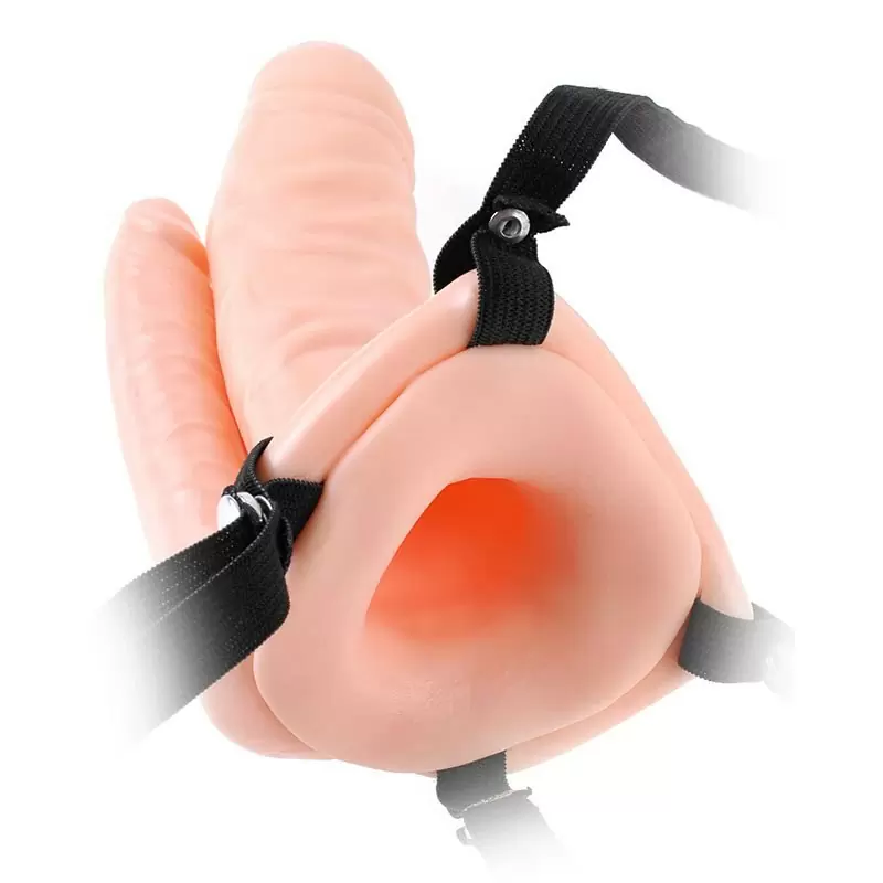 Полый страпон 6” Double Penetrator Hollow Strap-On для двойной стимуляции – телесный