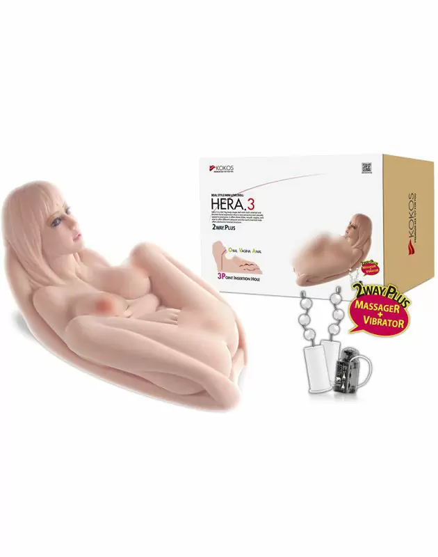 Привлекательная мини секс кукла Hera 3+ с вибрацией, ротацией и звуком – телесный