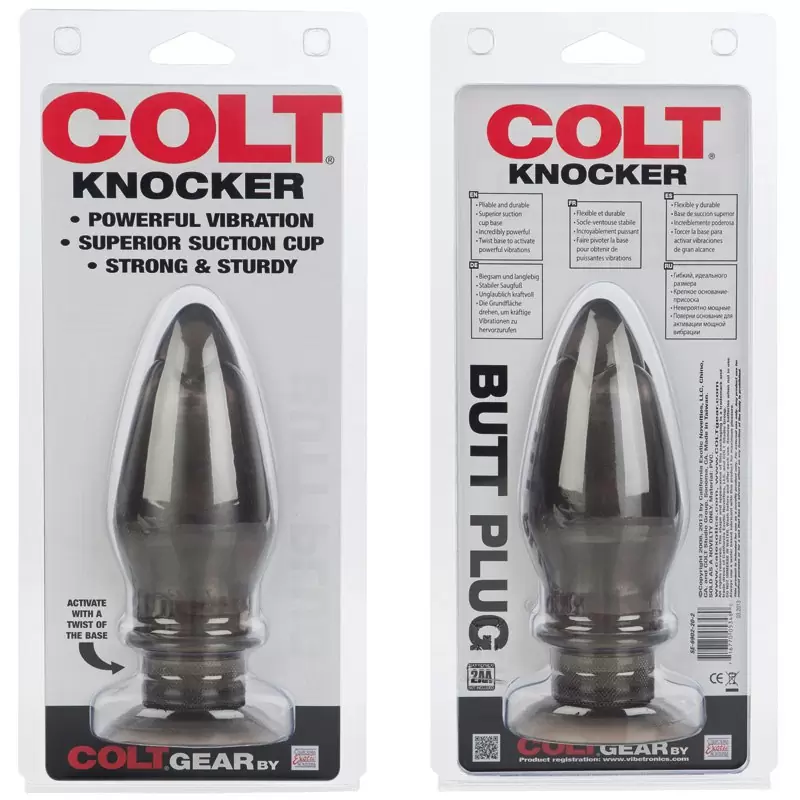 Большая мощная анальная пробка с вибрацией Colt Knocker