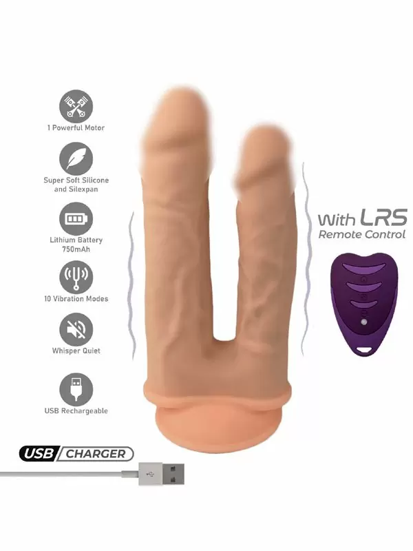 Реалистичный двойной вибратор SILEXD Penetrant Model 1, с пультом Д/У, 19,5 см, телесный