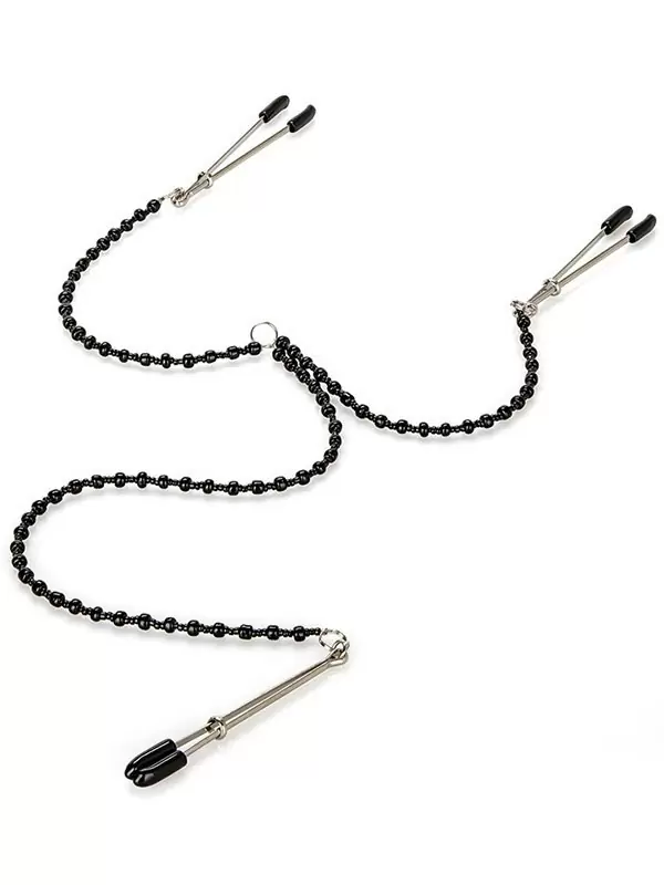 Зажимы для сосков и половых губ Tweezer Intimate Clamps с цепочкой – черный