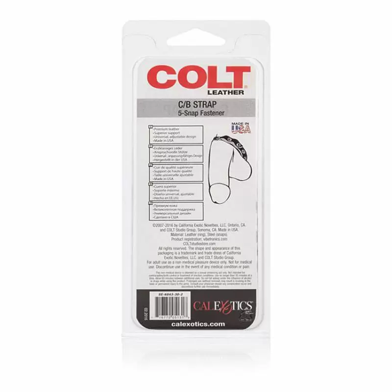 Кожаная утяжка на пенис Colt C/B Strap 5-Snap Fastener – черный