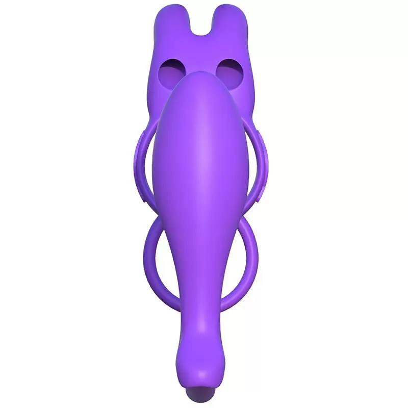 Эрекционное вибро-кольцо Ass-Gasm Vibrating Rabbit с анальным стимулятором – фиолетовый