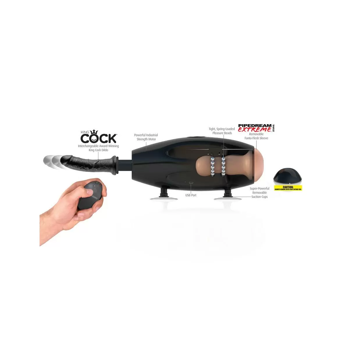 Секс-машина для пар Pipedream Fetish Fantasy, черная, с адаптером, пульт ДУ