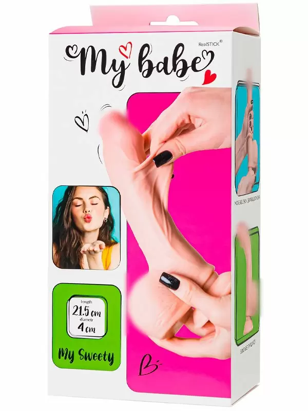 Реалистичный фаллоимитатор My Babe by RealStick My Sweety, TPE, скрытая головка, 21,5 см, телесный