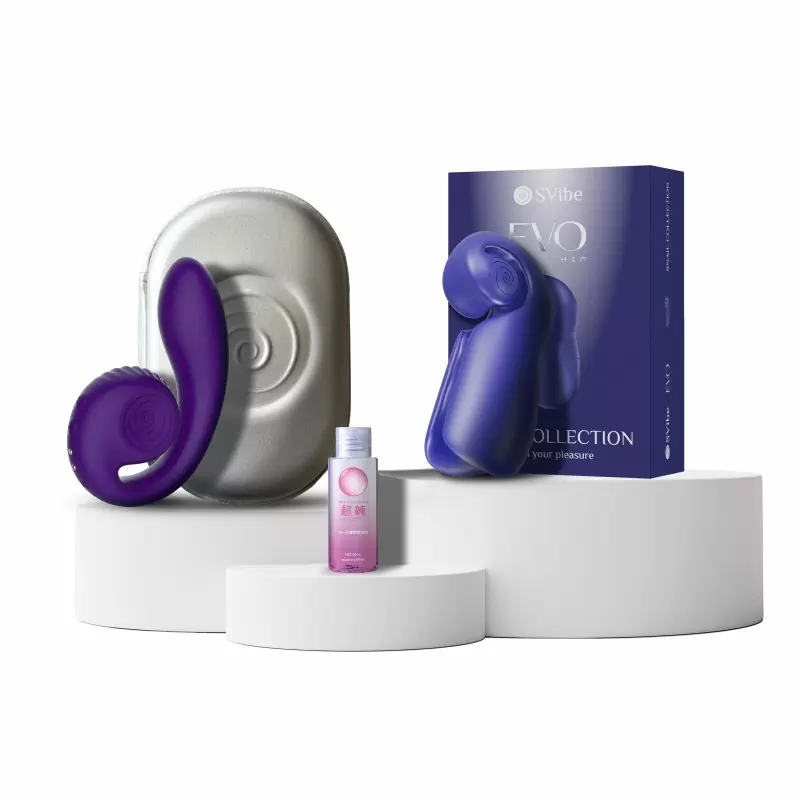Новогодний набор «Идеальная пара» SVibe: вибратор GIZI, мастурбатор EVO, интимный гель «.beyond masturbation gel», 60 мл.