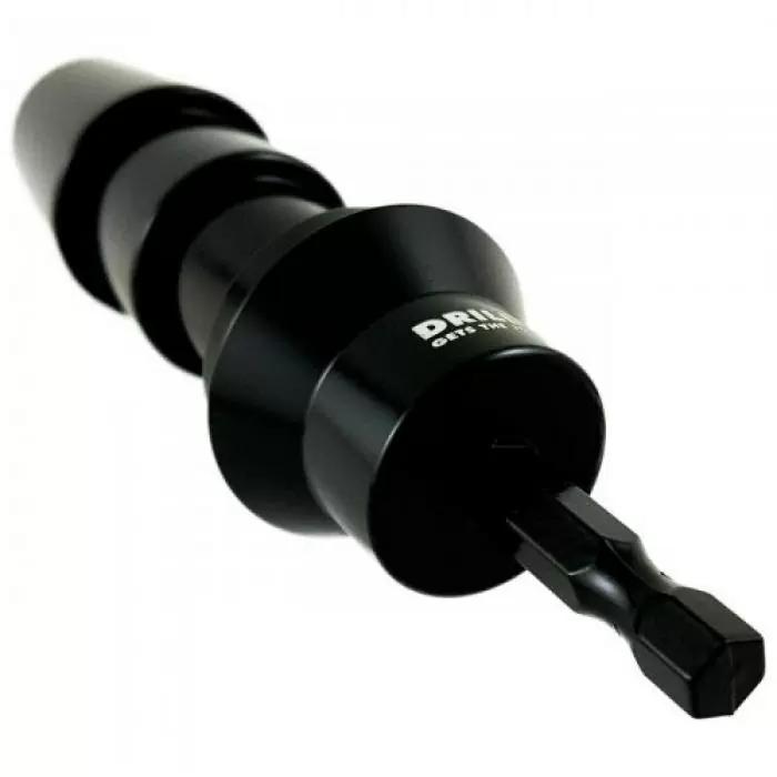 Комплект для секс-дрели Drilldo: бит-адаптер, очки, жилет - черный с оранжевым