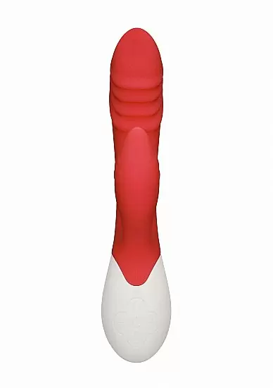 Рельефный вибратор-кролик Sunburst Rechargeable Heating G-Spot Rabbit, с функцией нагрева, 20,8 см, красный