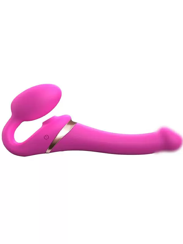 Анатомический страпон Strap-On-Me Multi Orgasm с 3 моторами, безремневой, размер XL, фуксия