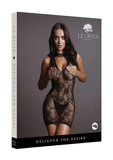 Мини платье High Neck Lace Mini Dress