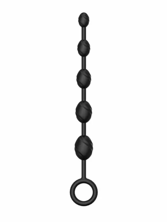 Элегантная анальная цепочка Erozon №03 Anal Chain, 30 см, 5 бусин, силикон, черный