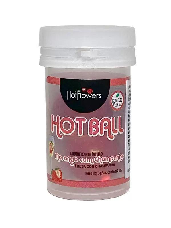 Лубрикант в виде двух шариков Hot Flowers Aromatic Hot Ball, масляная основа, клубника в шампанском, 6 грамм