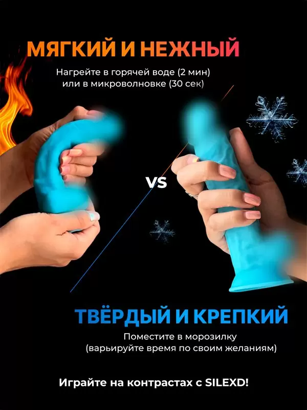 Реалистичный фаллоимитатор SILEXD Model 1 с мошонкой, 17,6 см, силикон, голубой