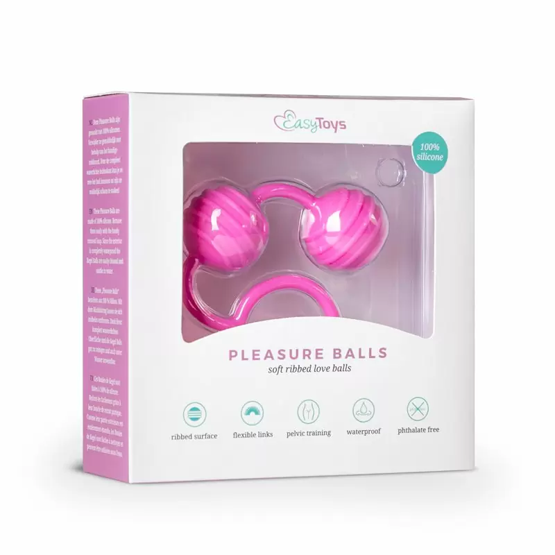 Двойные ребристые вагинальные шарики Easy toys, 16 см, силикон, розовый