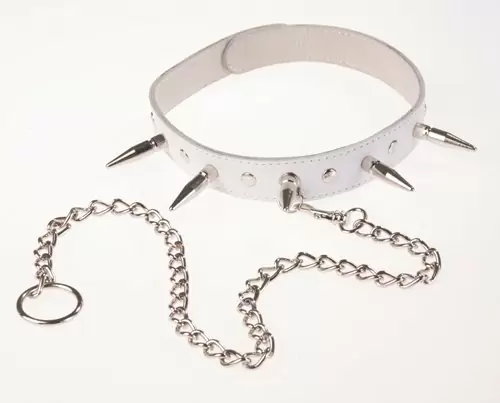 Шипованный ошейник с поводком White Fury
