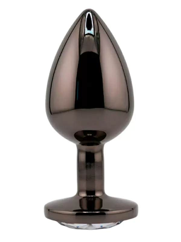 Черная алюминиевая анальная пробка с кристаллом Large