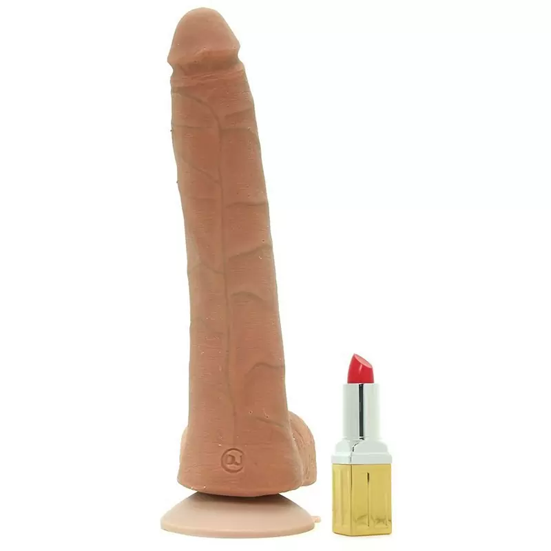 Фаллоимитатор реалистик Realistic Cock UR3 9” Slim с мошонкой – коричневый