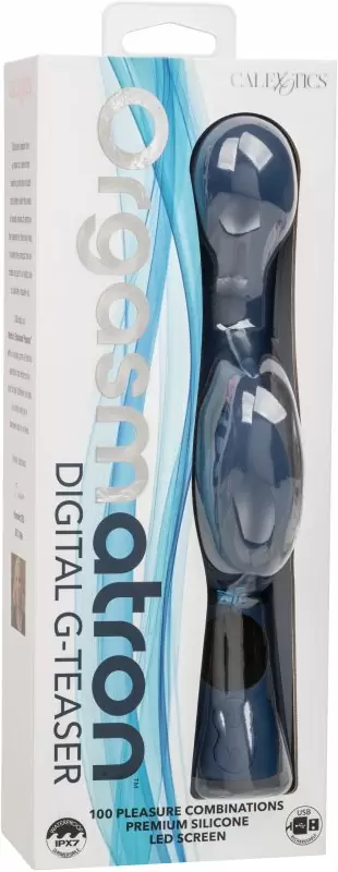 Изогнутый вибратор-кролик ORGASMATRON DIGTL G-TSR, 22.2 см, силикон, синий