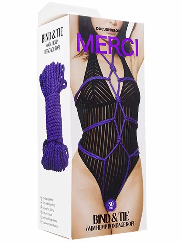 Натуральная веревка для связывания Doc Johnson Merci Bind & Tie, 15,24 м, фиолетовая
