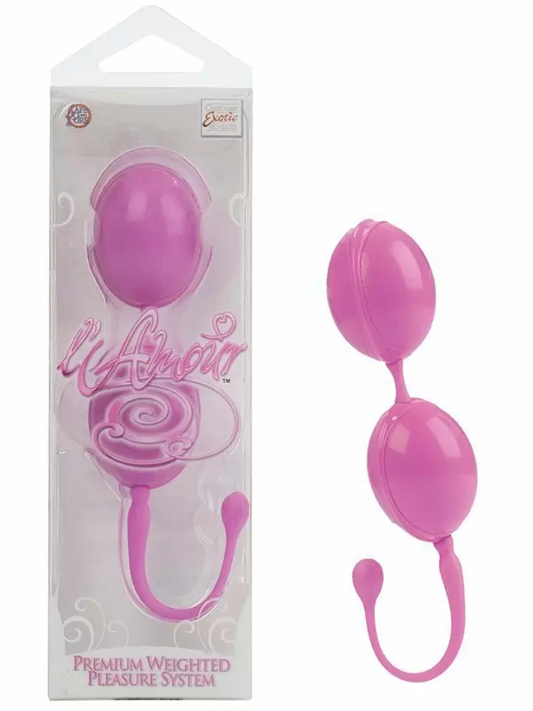 Двойные вагинальные шарики L’Amour, овальные, 11 см, розовый