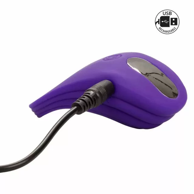 Ребристое эрекционное виброкольцо Silicone Rechargeable Passion Enhancer, 10 режимов, диаметр 2,5 см, фиолетовый
