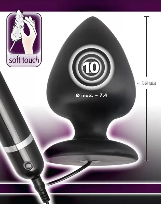 Большая анальная вибровтулка Black Velvets с дистанционным пультом – черный
