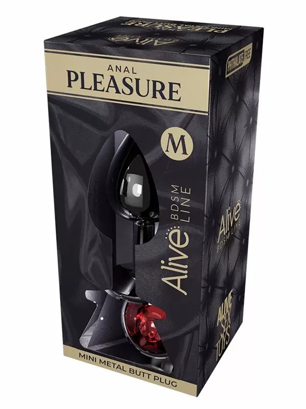 Элегантная анальная втулка Alive Mini Metal Butt, красный кристалл, 8 см, размер M