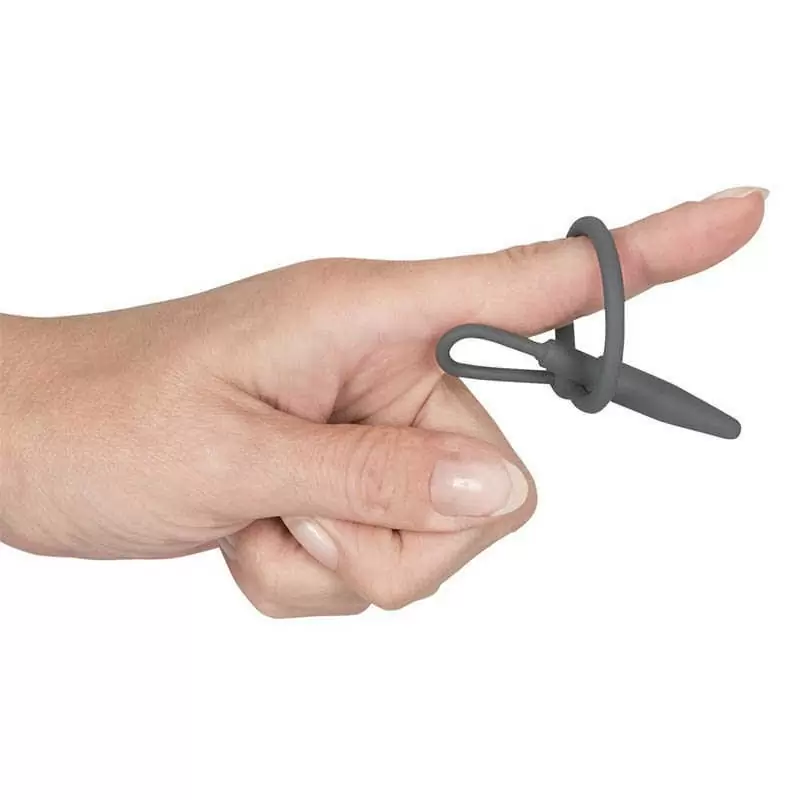 Стимулятор для уретры с кольцом для головки Penis Plug - серый