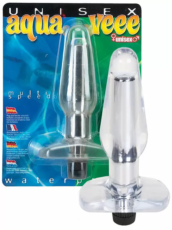 Анальная пробка Aqua Veee с вибрацией – прозрачный