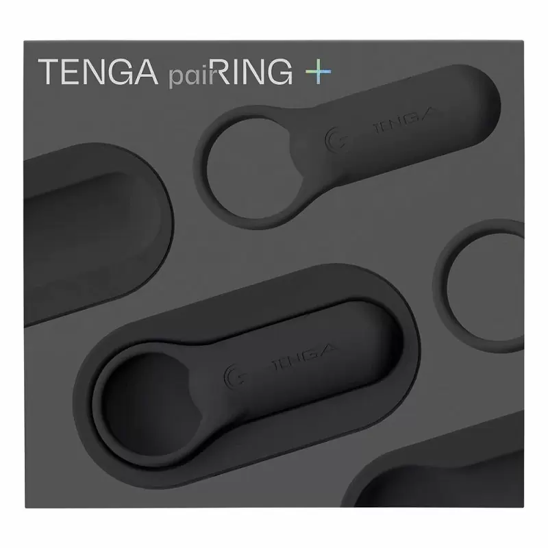 Эрекционное кольцо Tenga paiRING+ с усиленной вибрацией, черное