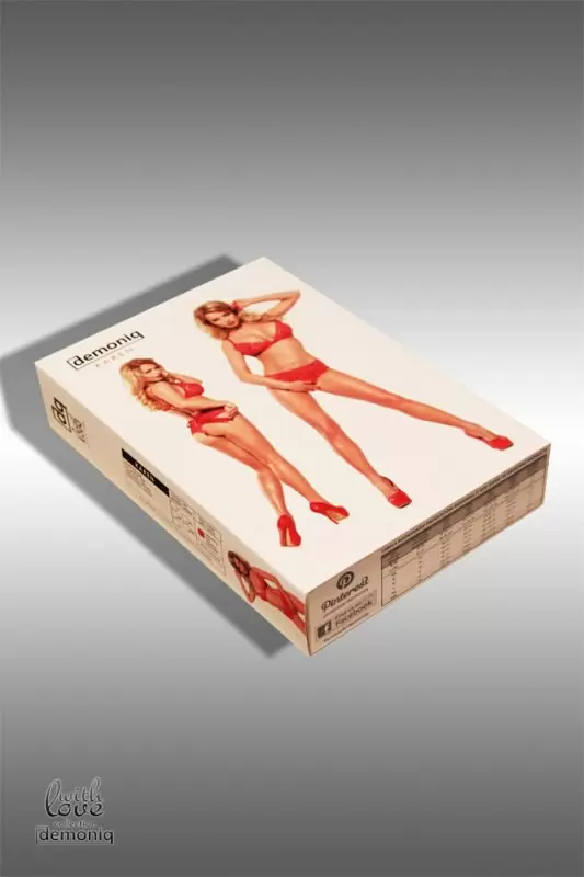 Красивый комплект из бюстгальтера и трусиков Demoniq Karen красного цвета – M